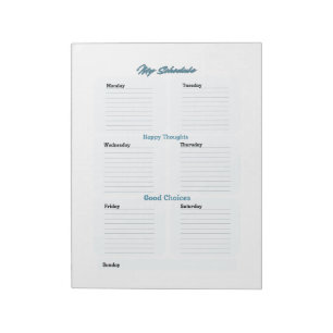 Minimalist Light Blue Planner Schedule Weekly  Notepad