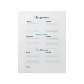 Minimalist Light Blue Planner Schedule Weekly Notepad