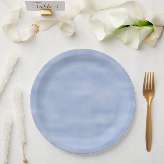 Minimalist light blue sky abstract pattern cute paper plates (Wedding)
