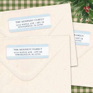 Minimalist Light Blue Stripes Family Name Label