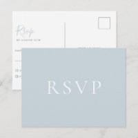 Minimalist Light Blue Wedding RSVP Postcard