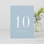Minimalist Light Blue Wedding Table Number Card
