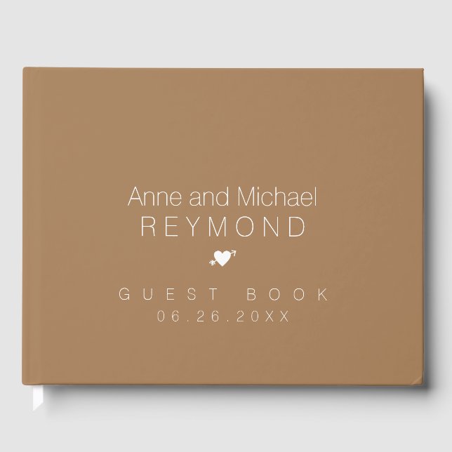 Minimalist light brown Weddings  Guest Book (Front)