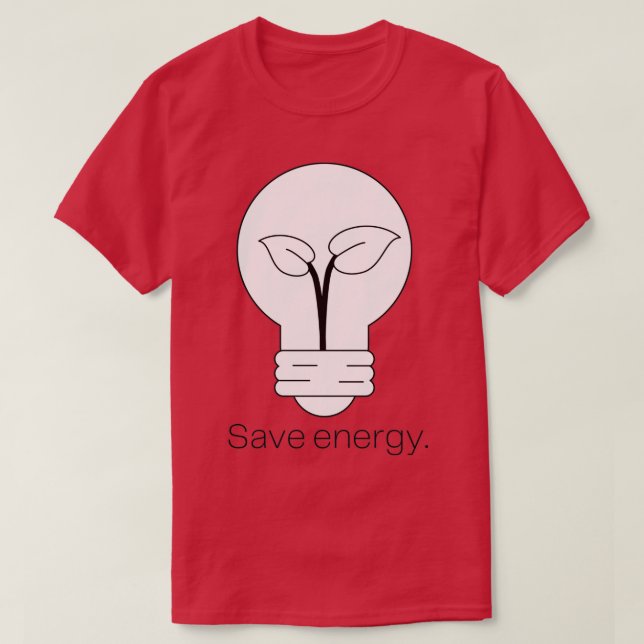 Minimalist Light Bulb and Plant Save Energy T-Shirt (Design Front)