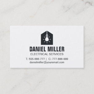 Minimalist Light Bulb House Icon Electrician Business Card