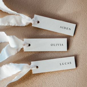 Minimalist Light Cream Wedding Name Place Cards