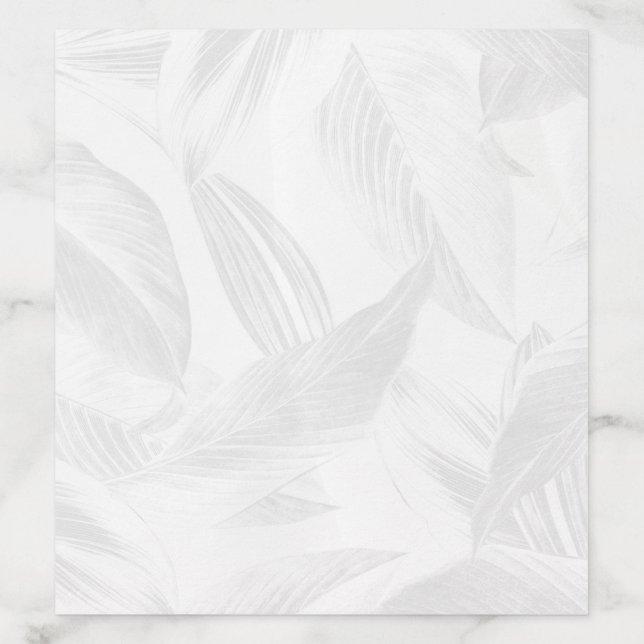 Minimalist Light Gray Leaves Pattern Wedding Envelope Liner (Design)