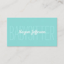 Minimalist Light Green Babysitter Childcare Simple Business Card
