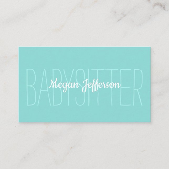 Minimalist Light Green Babysitter Childcare Simple Business Card (Front)