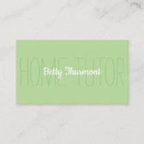 Minimalist Light Green Home Tutor Simple Business Card