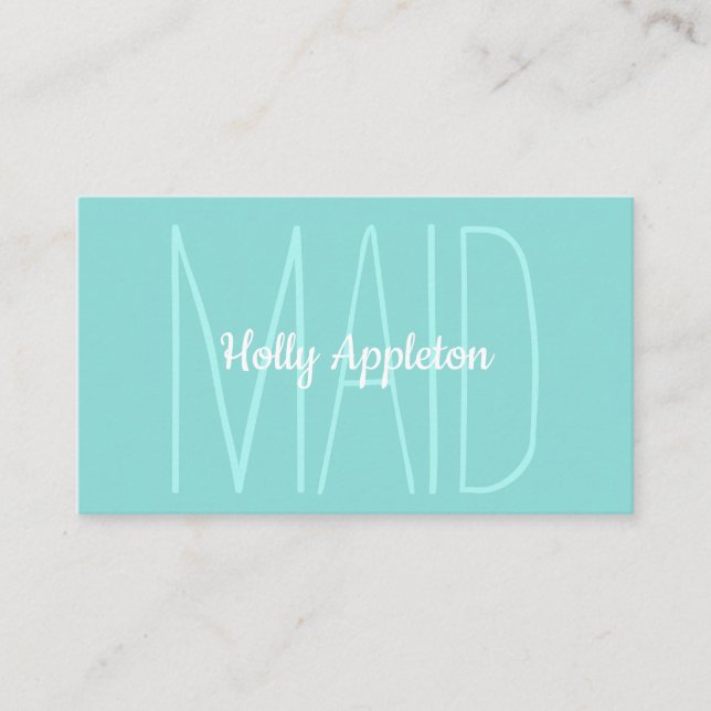 Minimalist Light Green Maid Housekeeper Cleaning Business Card (Front)