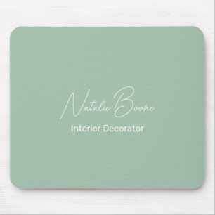 Minimalist Light Green Monogrammed Mouse Pad