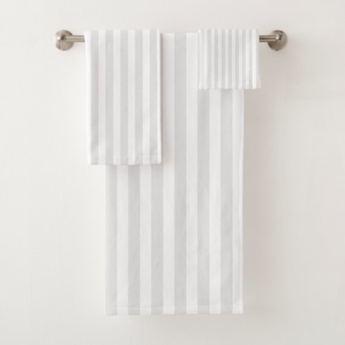 Minimalist Light Grey and White Stripes Bath Towel Set
