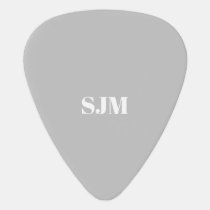 Minimalist light grey custom monogram initials guitar pick