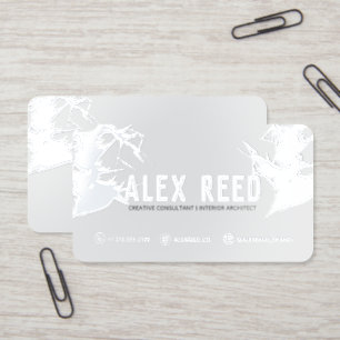 Minimalist Light Grey White Splatter Creative Foil Spot Gloss Business Cards
