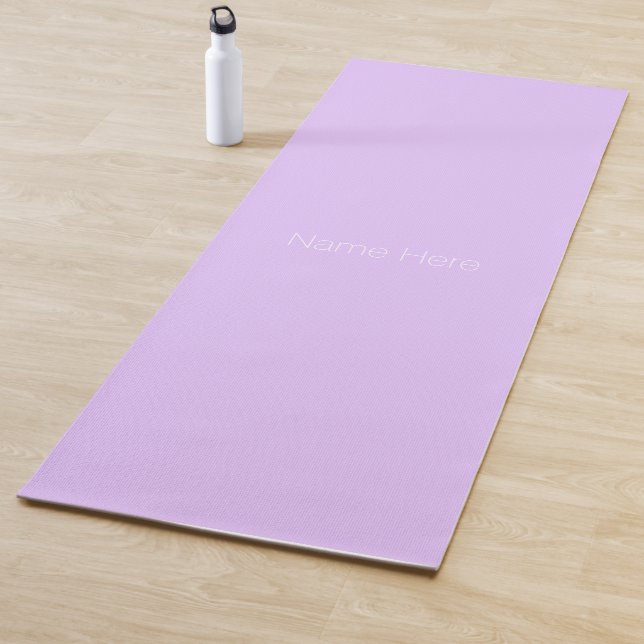 Minimalist light lilac custom name monogram modern yoga mat (In Situ)