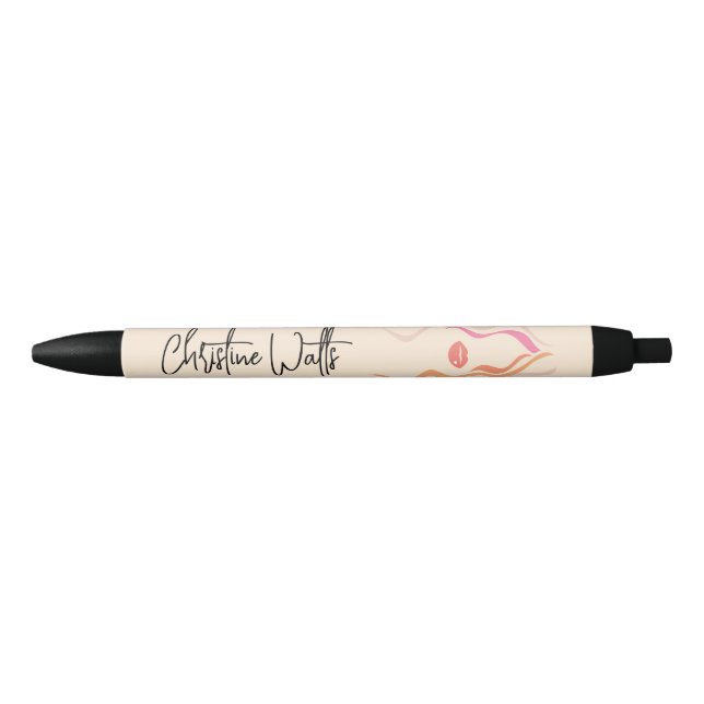 Minimalist Light Peach Hairstylist Wavy Hair Cute Pen (Front)