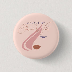 Minimalist Light Peach Pink Makeup Artist Girly Button