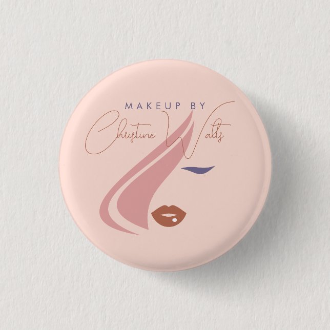 Minimalist Light Peach Pink Makeup Artist Girly Button (Front)