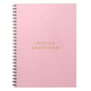 Minimalist Light Pink And Gold | Name Notebook