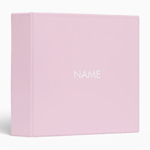 Minimalist light pink custom name text monogram 3 ring binder