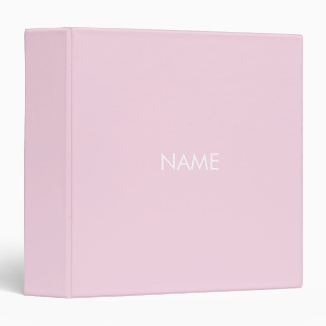 Minimalist light pink custom name text monogram  3 ring binder (Front/Spine)