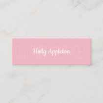 Minimalist Light Pink Housekeeper Cleaning Service Mini Business Card