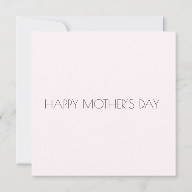 Minimalist Light Pink Modern Mothers Day Note Card (Front)