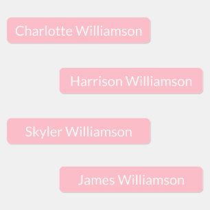 Minimalist light pink white Custom name info Kids' Labels