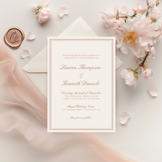 Minimalist Light Taupe Elegant Calligraphy Wedding Invitation (Creator Uploaded)