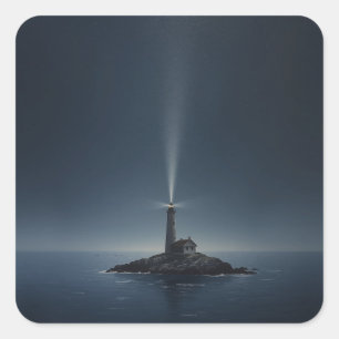 minimalist lighthouse painting images. 🌌✨ square sticker