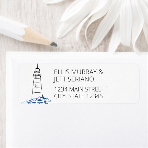 Minimalist Lighthouse Wedding Address Label