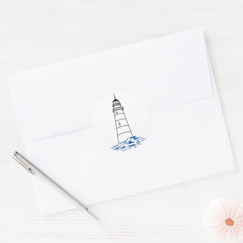 Minimalist Lighthouse Wedding  Classic Round Classic Round Sticker