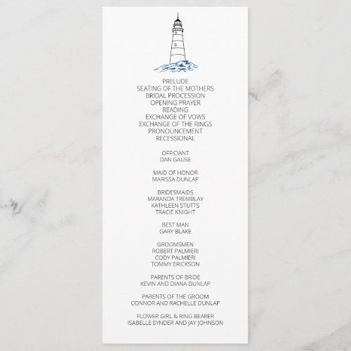 Minimalist Lighthouse Wedding Program