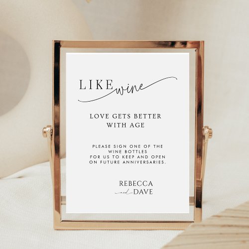 Minimalist Like Wine Love Gets Better With Age Pedestal Sign