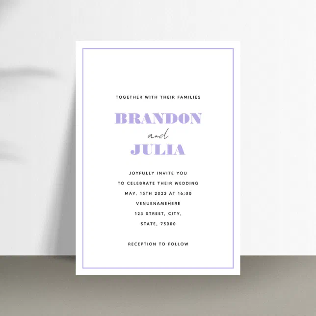 Minimalist Lilac Lavender Border Frame QR Code Invitation | Zazzle