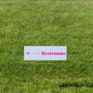 Minimalist Lilac Pink Arrow Direction Restrooms Sign