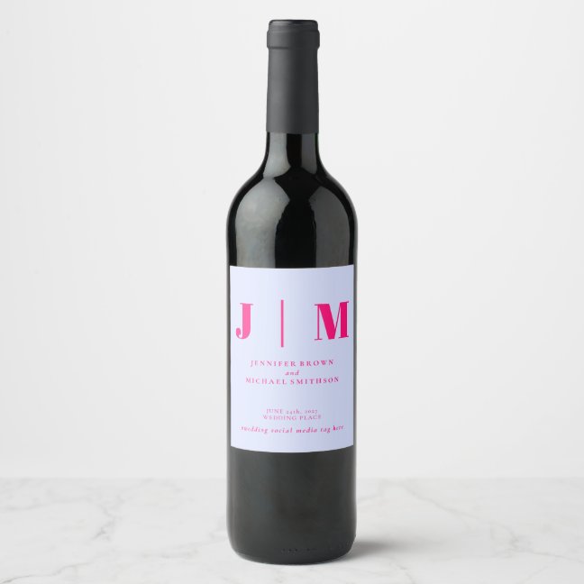 Minimalist Lilac Pink Simple Drink Wedding day Wine Label
