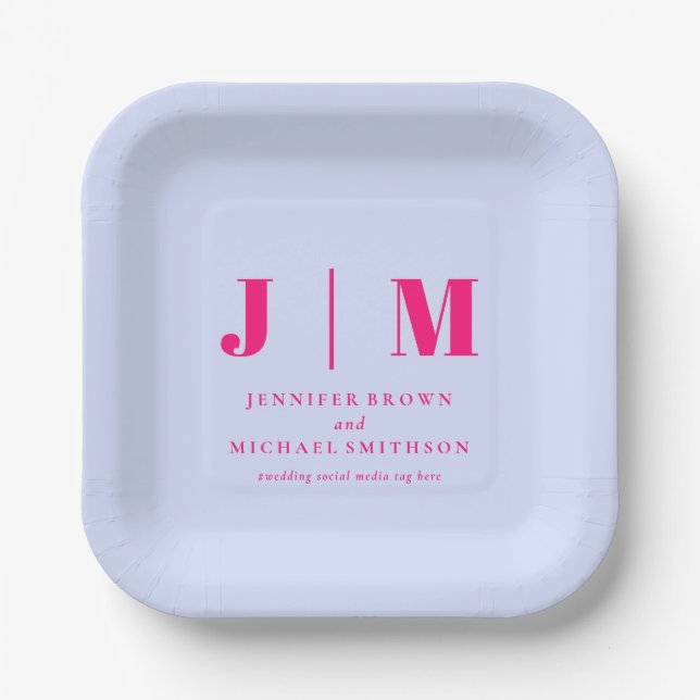 Minimalist Lilac Pink Simple Eating Wedding Paper Plates (Front)