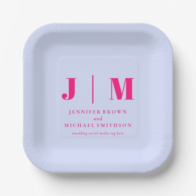 Minimalist Lilac Pink Simple Eating Wedding Paper Plates