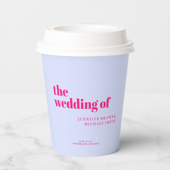 Minimalist Lilac Pink Simple gift for Wedding Paper Cups