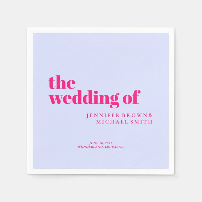 Minimalist Lilac Pink Simple Swash Wedding Napkins