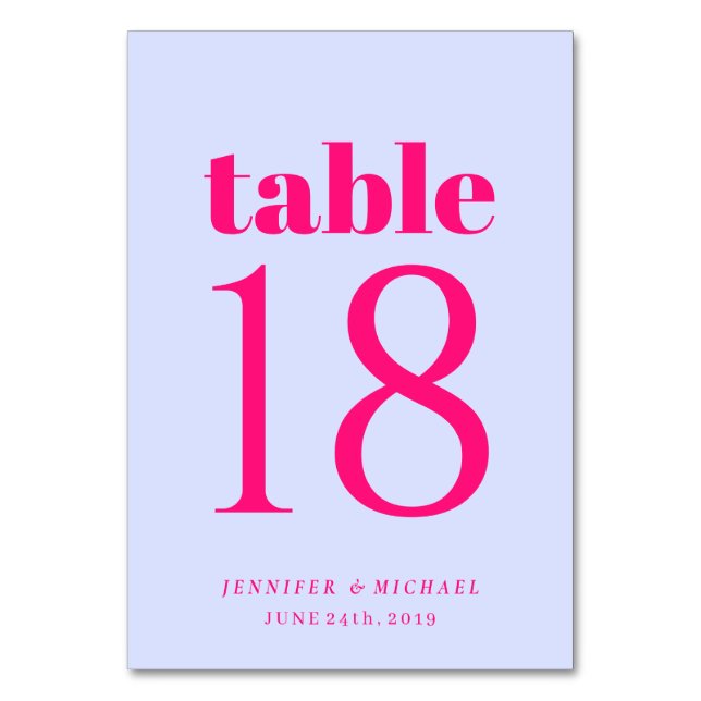 Minimalist Lilac Pink Simple Wedding Seating Table Number (Front)