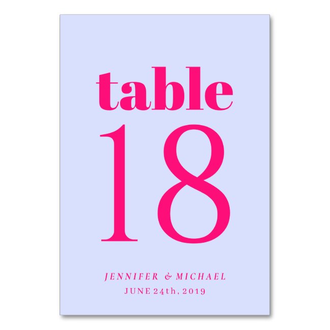 Minimalist Lilac Pink Simple Wedding Seating Table Number