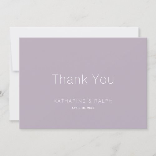 Minimalist Lilac Purple Wedding Thank You