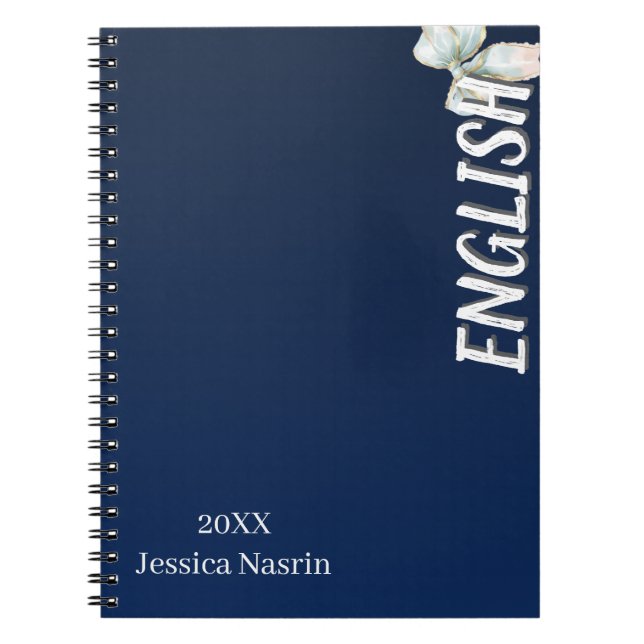 Minimalist Lilac Vertical Text School Subject Notebook (Front)