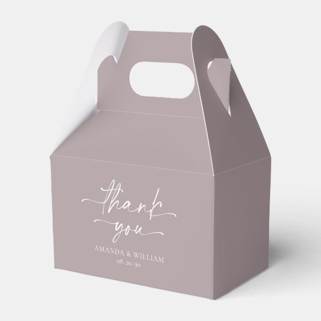 Minimalist Lilac Wedding Favor Box (Front Side)