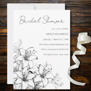 Minimalist Lilies Bridal Shower Invitation