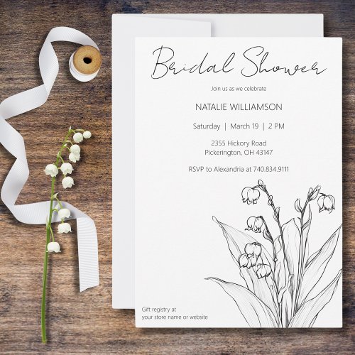 Minimalist Lily of the Valley Bridal Shower  Invitation