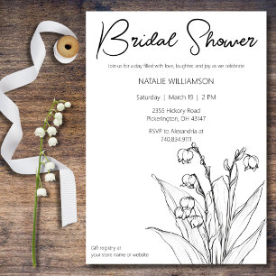 Minimalist Lily of the Valley Bridal Shower Invitation